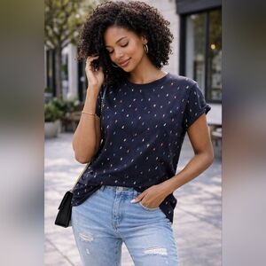 Tom Taylor Denim | Women's Navy Printed Top, Size M